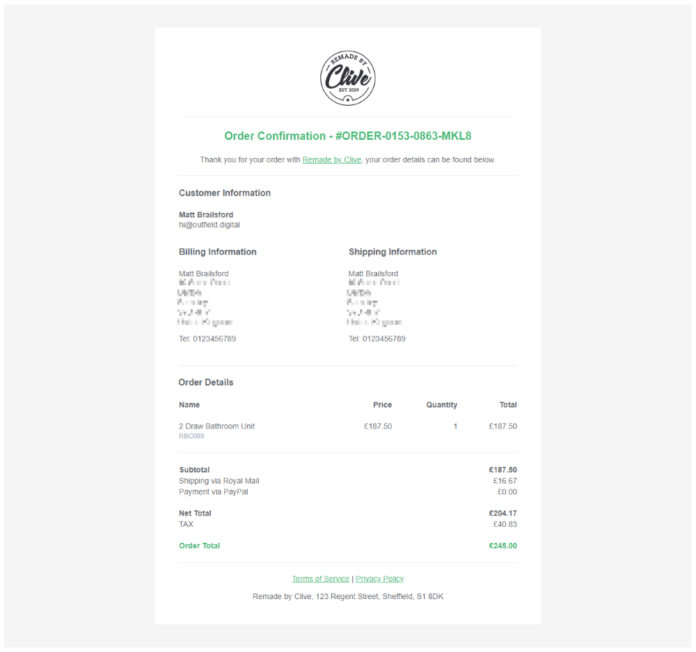 Umbraco Commerce Checkout Order Email
